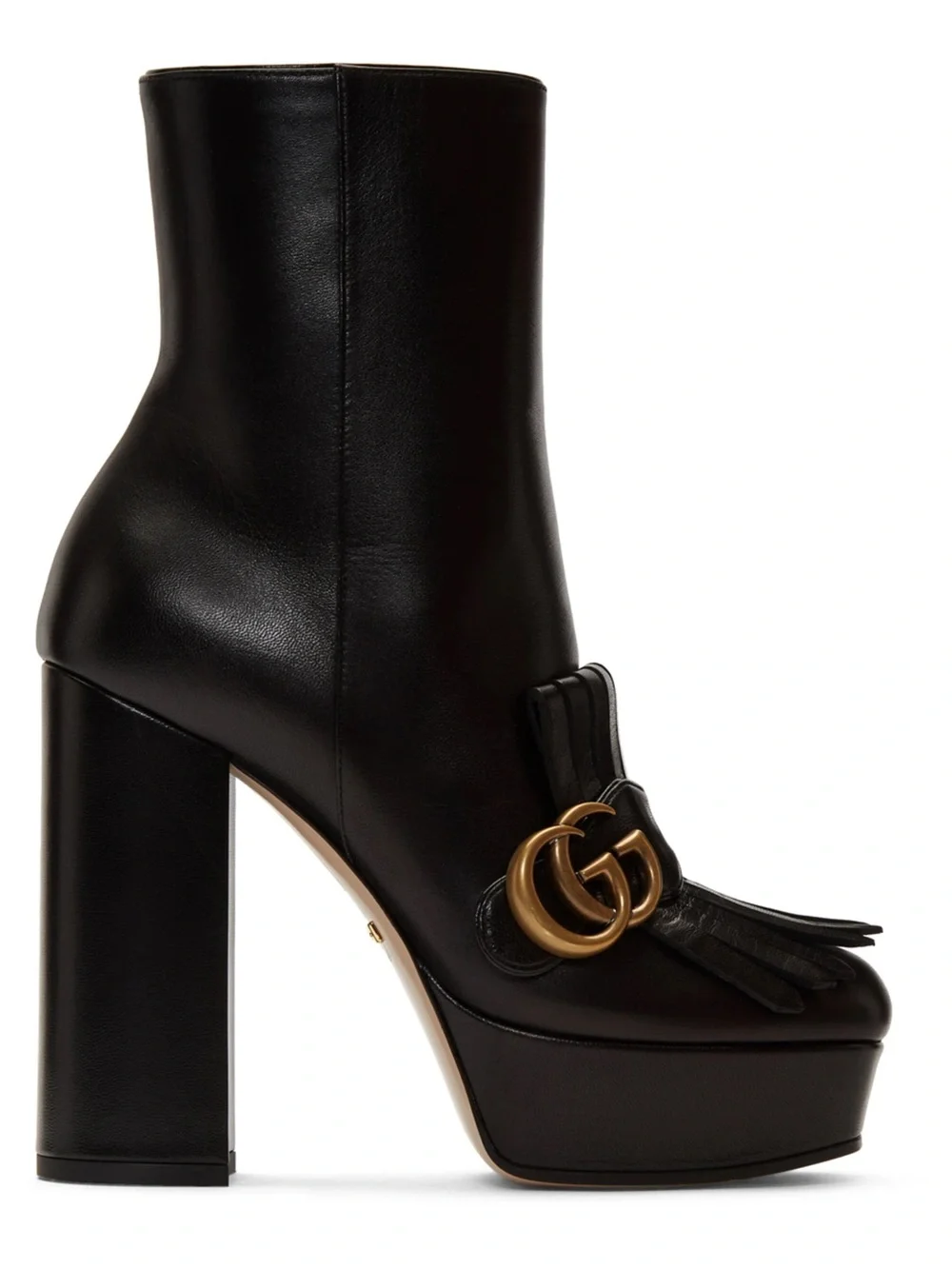 Gucci Black Leather Platform Ankle Boots